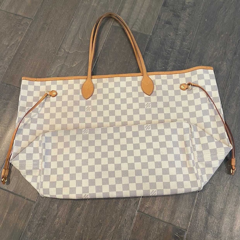 Louis Vuitton Neverfull GM White Damier Azur Tote